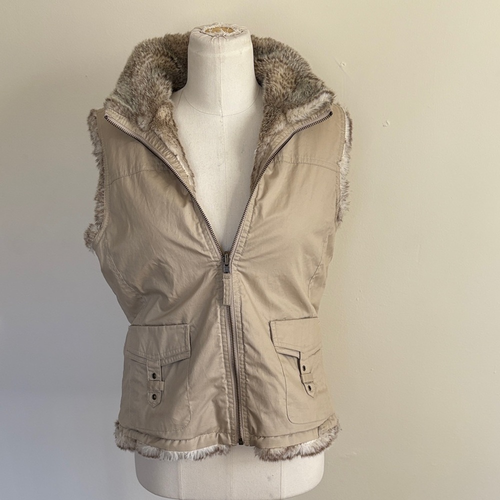 Women's Tan Fur-Lined Vest